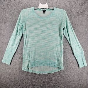 Champion Elite Womens Small Space Dye Long Sleeve Active Top Green Heather Crew